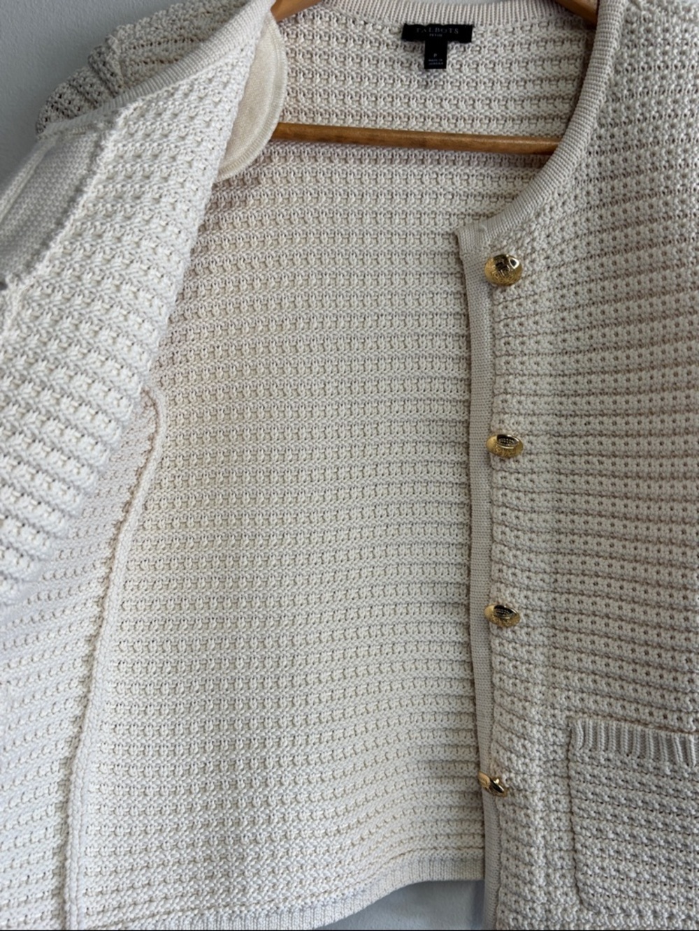 Talbots Cream Knit Button-Front Cardigan Jacket - Picture 8 of 10